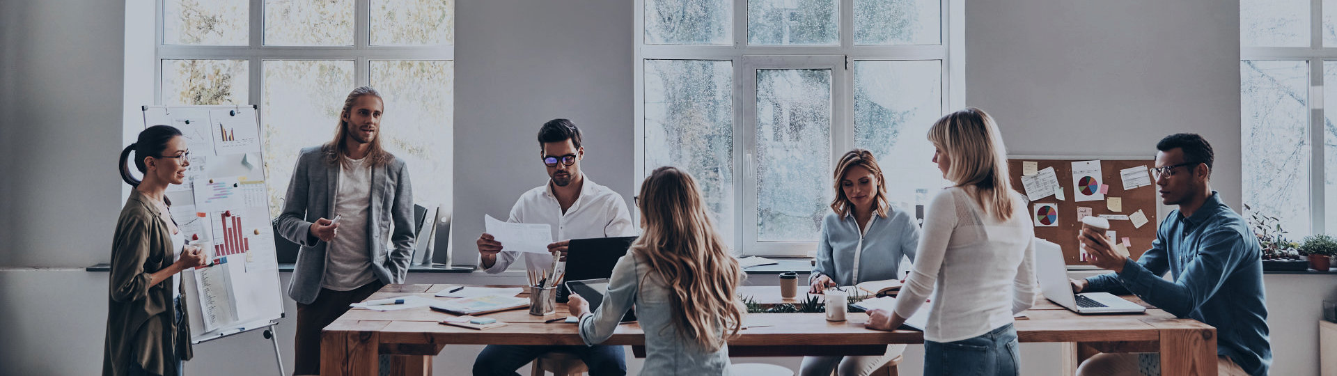 group of workers having a meeting